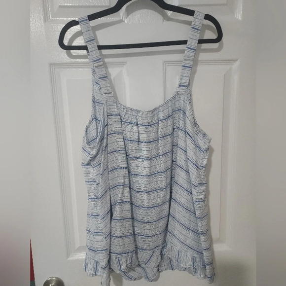 Lane Bryant Blue & White Striped Linen Blend Tank Top in Size 24 - Picture 7 of 11